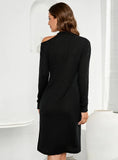 SHEATH SOLID COLOR LONG SLEEVE HIP DRESS