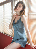 SILK PAJAMAS LADIES HOME SLING NIGHTDRESS