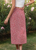 BROKEN RED PRINT IRREGULAR SKIRT