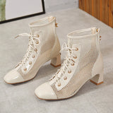 HOLLOW MESH BREATHABLE LACE-UP COOL BOOTS
