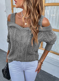 SEXY SHOULDER LEAKAGE TWIST SLING SWEATER