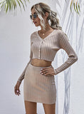 WOMEN KNITTED LONG SLEEVE SUIT