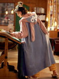 CORAL VELVET HOODED RABBIT EARS LOVELY HOME CLOTHES BATHROBE