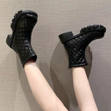 FOAMED THICK-SOLED RHOMBIC COTTON SHOES BOOTIES