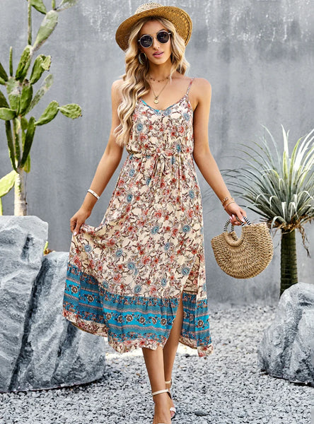 BOHEMIAN HOLIDAY STYLE SPLIT DRESS