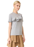 COTTON T-SHIRT SUMMER SOLID GRAY LADY TOPS