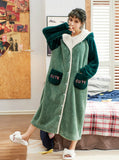 CORAL VELVET WARM PAJAMAS BATHROBE GREEN MOSAIC