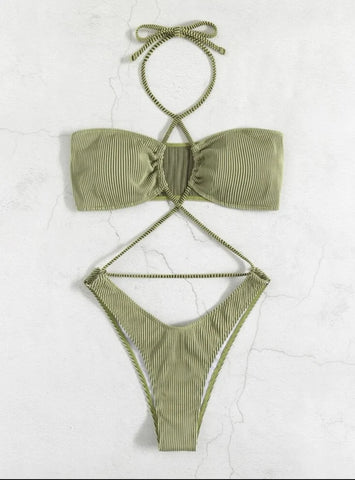 ROPE STRAP SPLIT SWIMSUIT BIKINI