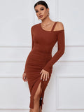 SPLIT LONG SLEEVE SEXY DRESS