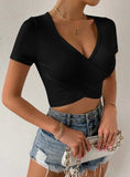 SEXY V-NECK SLIM SHORT SLEEVE T-SHIRT