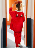 CHRISTMAS REINDEER LONG ROBE LOVELY WINTER CORAL FLEECE
