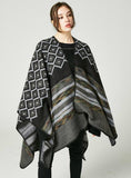 DIAMOND STRIPED SHAWL WOMEN'S DOUBLE-SIDED CLOAK