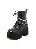 PEARL CHAIN THICK BOTTOM SIDE ZIPPER WOMEN'S BOOTS