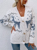 SINGLE-BREASTED CHRISTMAS DEER CARDIGAN SWEATER