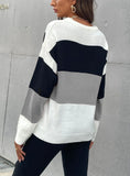 STRIPED STITCHING PULLOVER SWEATER