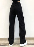 COLOR HIGH WAIST WIDE LEG DENIM PANTS