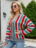 LOOSE KNIT CARDIGAN COLORFUL SWEATER