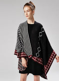 LADIES FALL AND WINTER STRIPED SMALL DIAMOND SHAWL