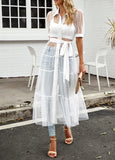 A-LINE MESH PERSPECTIVE DRESS