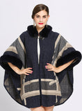 LOOSE COLLAR POCKET KNITTED CARDIGAN SHAWL CAPE
