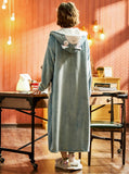 CORAL STUDENT NIGHTGOWN WARM FLANNEL BLUE BATHROBE
