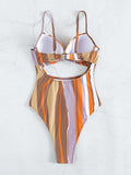 STRIPED SEXY ONE-PIECE SWIMSUIT