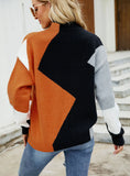CREW NECK STITCHING CONTRAST PULLOVER SWEATER
