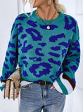 TURTLENECK COLOR-BUMP LEOPARD SWEATER Regular price$39.00