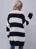 LONG SLEEVE STRIPED SWEATER COAT