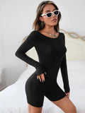 OPEN-BACK SLIM LONG-SLEEVED TIGHT JUMPSUIT