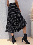 PLEATED POLKA-DOT ELASTIC WAIST SKIRT