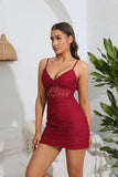 HOLLOW SUSPENDER SEXY LACE DRESS