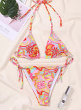 FLORAL SEXY STRAPS SWIMSUIT BIKINI