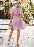 SOLID COLOR ROUND NECK DRESS