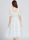 BLUE BUBBLE SLEEVE LACE SUPER FAIRY DRESS