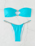 TUBE TOP HOLLOW DIAMOND PENDANT BEACH SWIMSUIT BIKINI