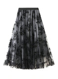 PRINTED FLOCKING GAUZE SKIRT