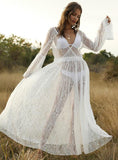 SEE-THROUGH TRUMPET SLEEVE MAXI DRESS