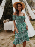BOHEMIAN PRINTED SHORT SLEEVE DRESS
