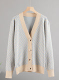 V NECK WOMEN BUTTON BLACK CHRISTMAS TREE CARDIGAN