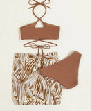 WOMEN PRINTED THREE PIECE BIKINI