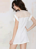 WHITE O-NECK FEMALE CHIFFON CASUAL PARTY DRESSES
