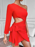 SEXY OPENWORK LONG SLEEVE DRESS