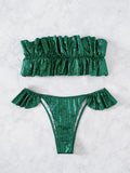 SEXY TUBE TOP RUFFLED BEACH BIKINI