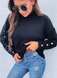 COLLAR CASUAL BUTTON PULLOVER SWEATER TOP
