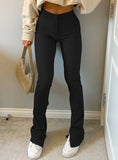 SLIT TROUSERS HIGH WAIST SPORTS PANT
