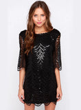 ROUND NECK MINI SEQUINED DRESS