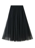 HIGH WAIST MESH BEADS LONG SKIRT