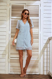 V-NECK SHORT-SLEEVED POLKA-DOT LACE DRESS