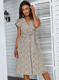 LEOPARD PRINT PLEATED DRESS